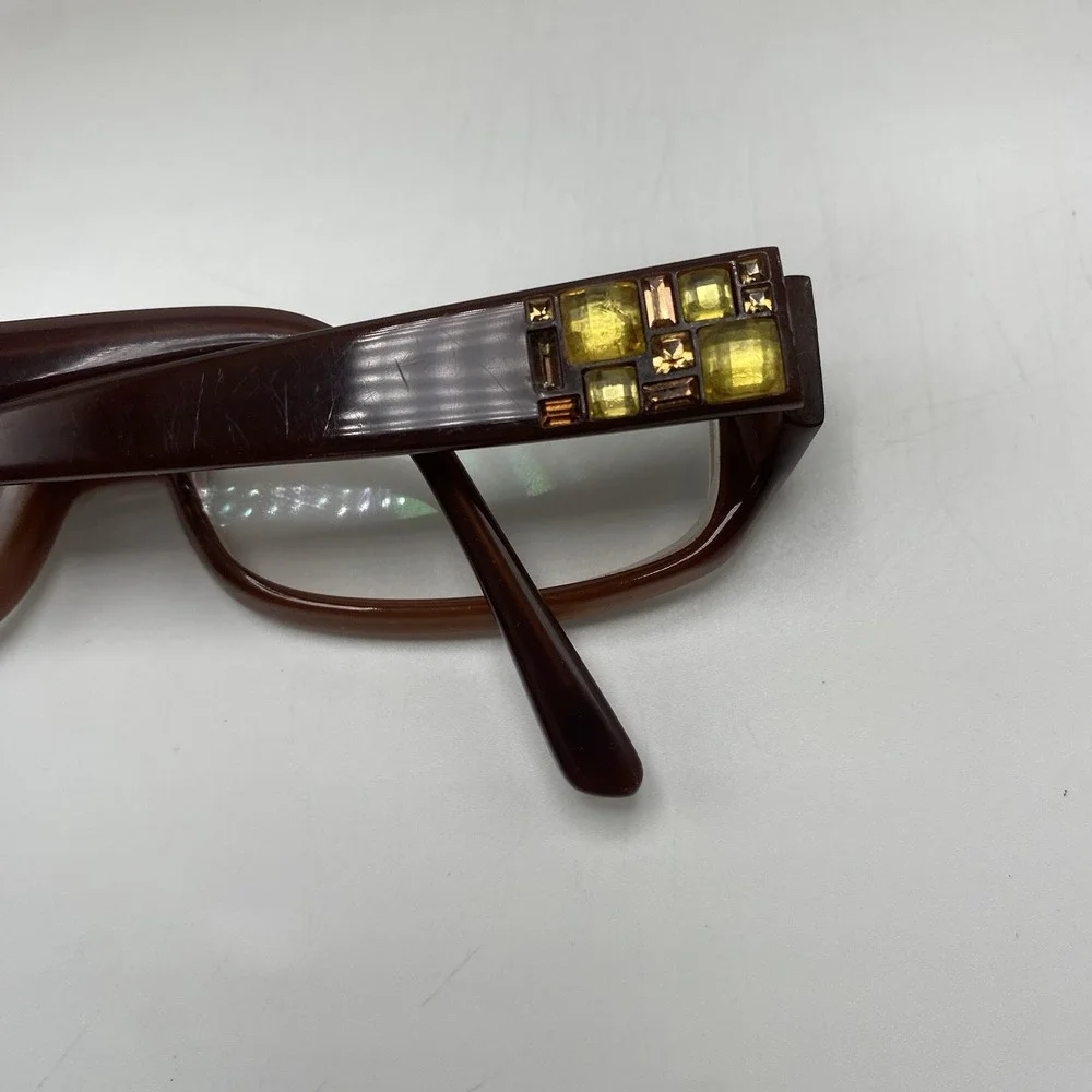 Bebe Eyeglasses Women FRAME ONLY Bejeweled 135 Smoked Topaz 728